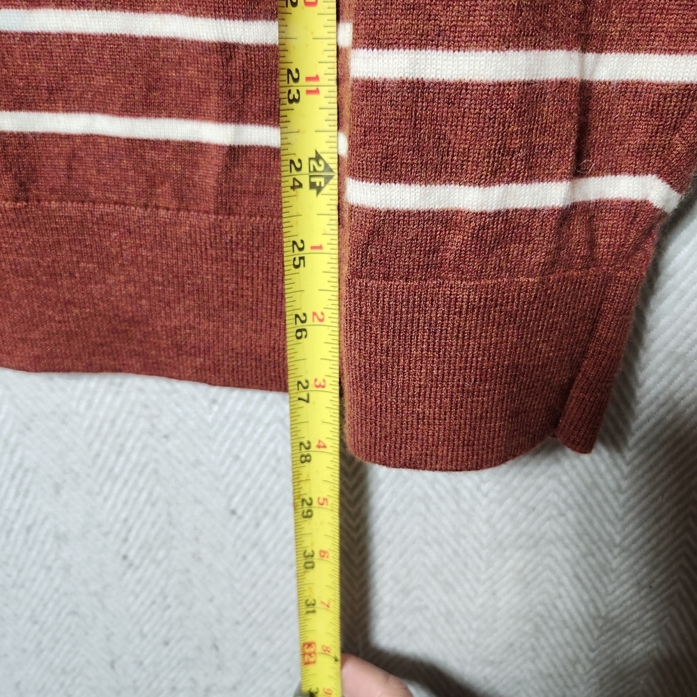 Banana Republic Italian Merino Wool Striped Men's XL Sweater Brown and Cream - Picture 7 of 8